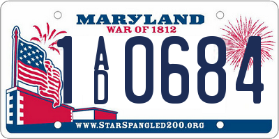 MD license plate 1AD0684