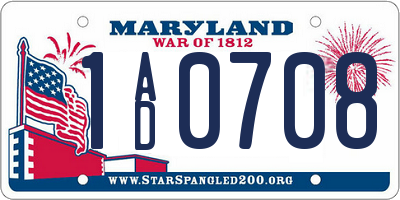 MD license plate 1AD0708
