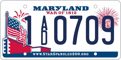 MD license plate 1AD0709