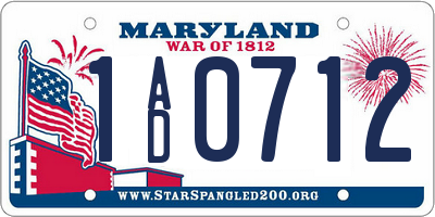 MD license plate 1AD0712