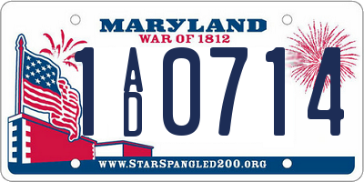 MD license plate 1AD0714