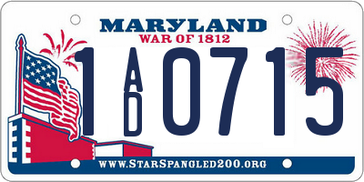 MD license plate 1AD0715