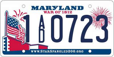 MD license plate 1AD0723