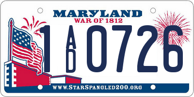 MD license plate 1AD0726