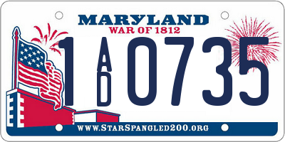 MD license plate 1AD0735