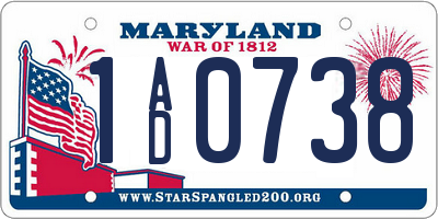 MD license plate 1AD0738