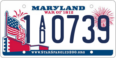 MD license plate 1AD0739
