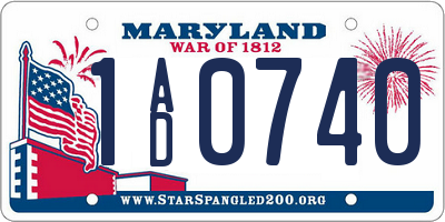 MD license plate 1AD0740