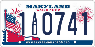 MD license plate 1AD0741