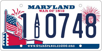 MD license plate 1AD0748