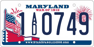 MD license plate 1AD0749