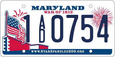 MD license plate 1AD0754