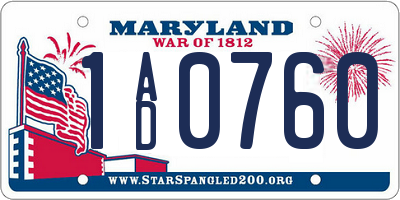 MD license plate 1AD0760