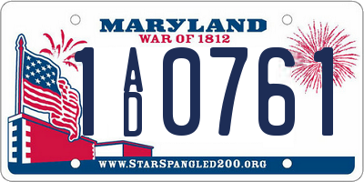 MD license plate 1AD0761