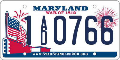 MD license plate 1AD0766