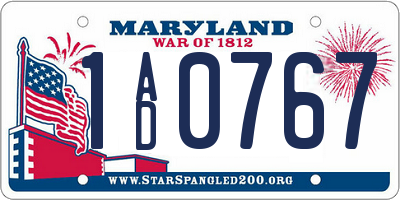 MD license plate 1AD0767