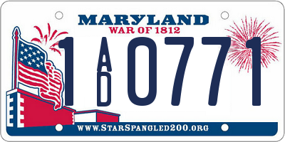 MD license plate 1AD0771