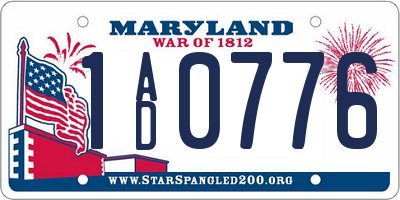 MD license plate 1AD0776