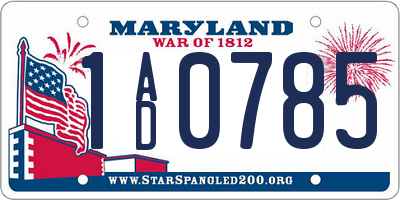 MD license plate 1AD0785