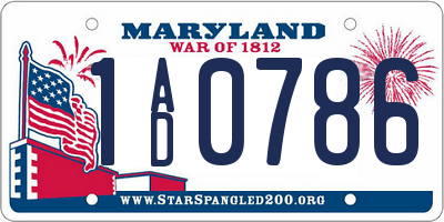 MD license plate 1AD0786