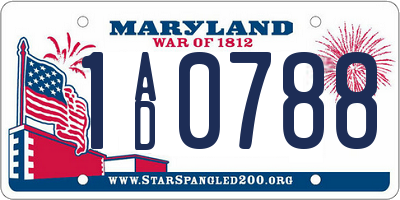 MD license plate 1AD0788