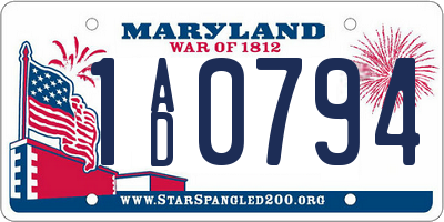 MD license plate 1AD0794
