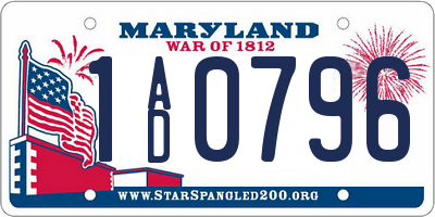 MD license plate 1AD0796