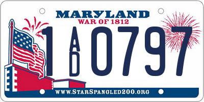 MD license plate 1AD0797