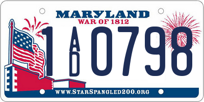 MD license plate 1AD0798
