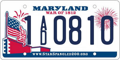 MD license plate 1AD0810