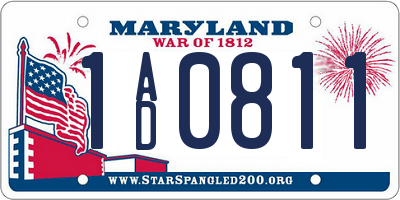 MD license plate 1AD0811