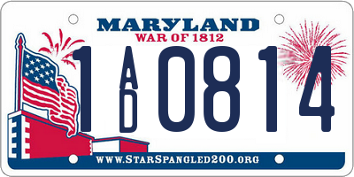 MD license plate 1AD0814