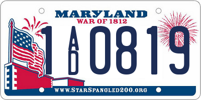 MD license plate 1AD0819