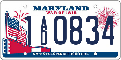 MD license plate 1AD0834