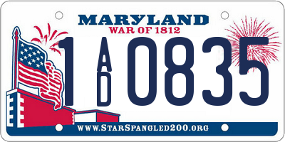 MD license plate 1AD0835