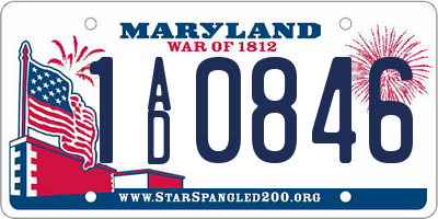 MD license plate 1AD0846