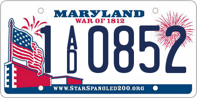 MD license plate 1AD0852