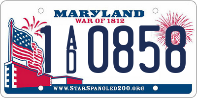 MD license plate 1AD0858