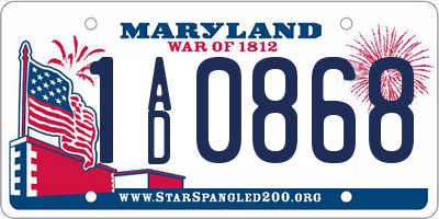 MD license plate 1AD0868