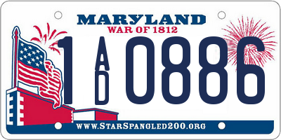 MD license plate 1AD0886