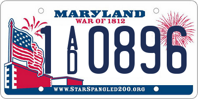 MD license plate 1AD0896