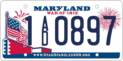 MD license plate 1AD0897