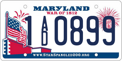 MD license plate 1AD0899