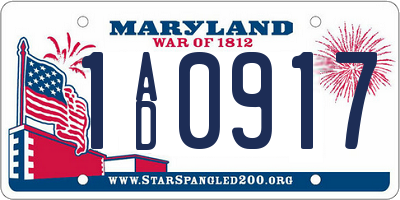 MD license plate 1AD0917
