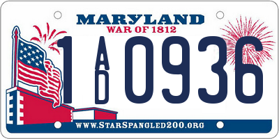 MD license plate 1AD0936