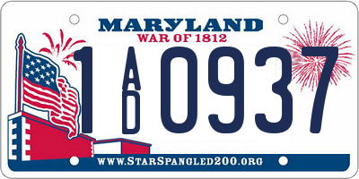 MD license plate 1AD0937