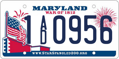 MD license plate 1AD0956