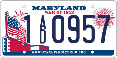 MD license plate 1AD0957