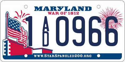 MD license plate 1AD0966