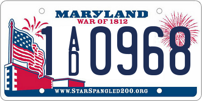 MD license plate 1AD0968